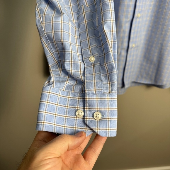 Joseph Abboud Men's Long Sleeve Button Up Shirt Check Blue‎ Size X-Large Pocket - Picture 2 of 12